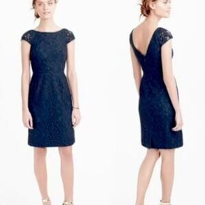J. Crew Lace Midi Sheath Pencil Elsa Dress in Black Women's 00 $198 A6005